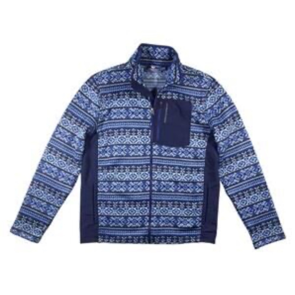 Vineyard Vines Fair Isle Zip Up Jacket snowflakes holiday winter theme Sz S